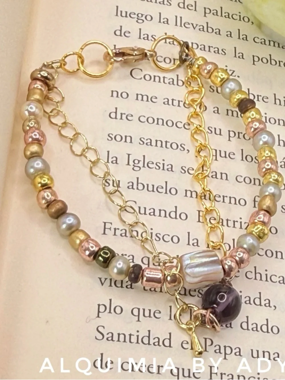 AMETHYST LAYERED Gold Multi-Color Beaded Bracelet